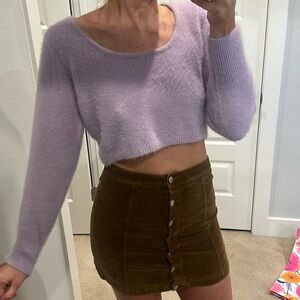 Lavender size large crop top sweater.  More to come brand.  Never worn.